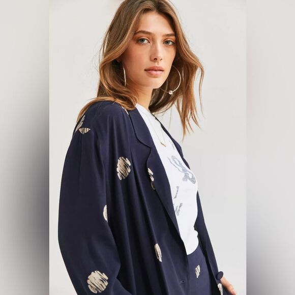 Silence + Noise relaxed open front navy blazer - Picture 5 of 8